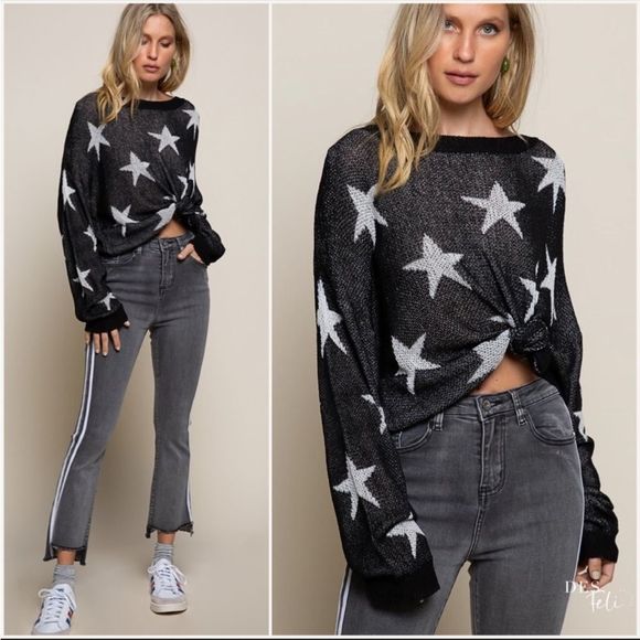 Lightweight POL Star Print Sweater Top - Picture 5 of 6